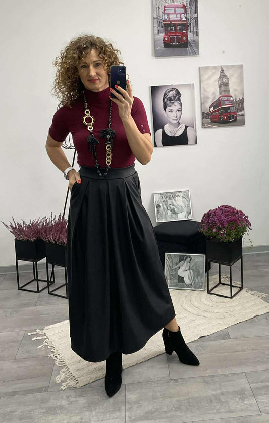 MY - Bőrhatású szoknya. Fekete