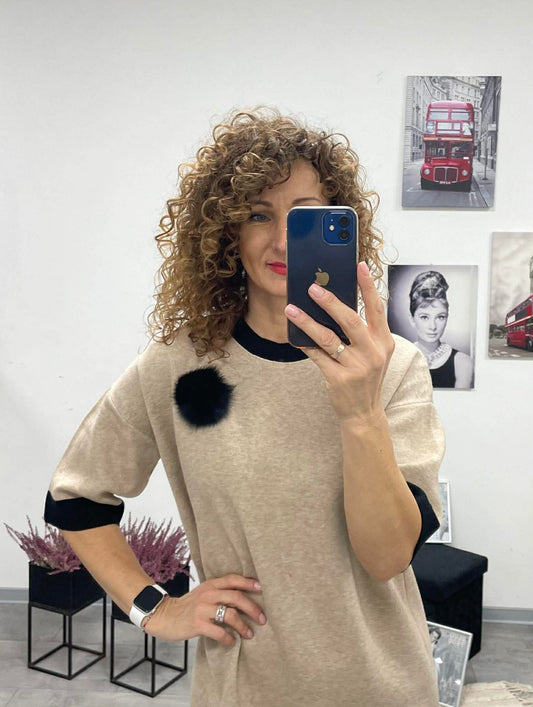 LINDA - Kötött ruha. Világos bézs