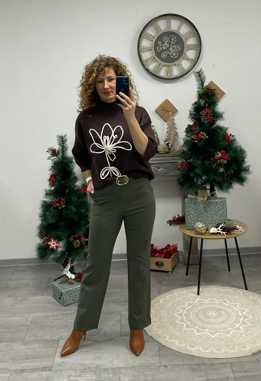 IBI - Egyenes szárú elegáns nadrág. Khaki