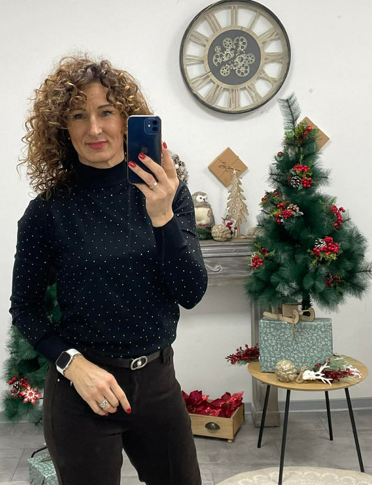 STONY - Apró köves kötött pulóver. Fekete