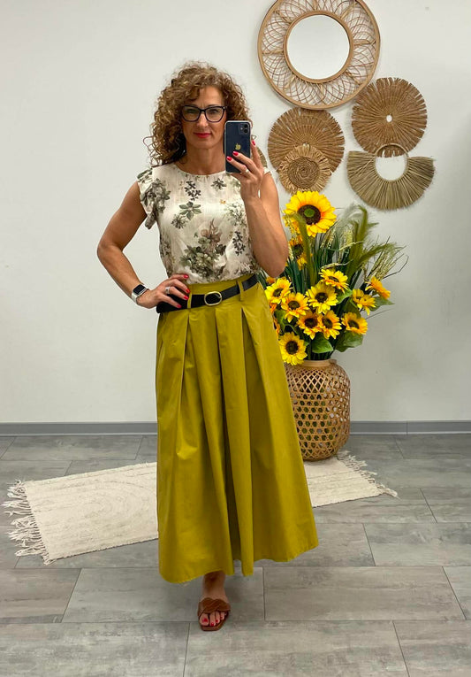 MELEK. Vászon szoknya. Kivizöld
