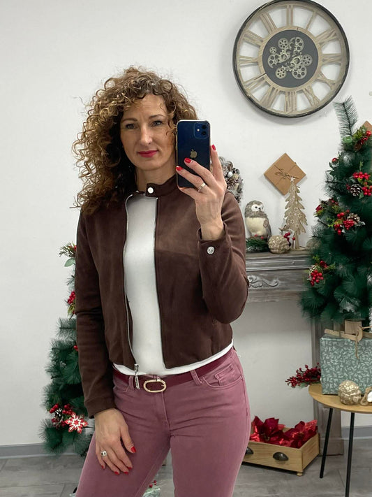 NEW COAT - Velúr hatású dzseki. Barna