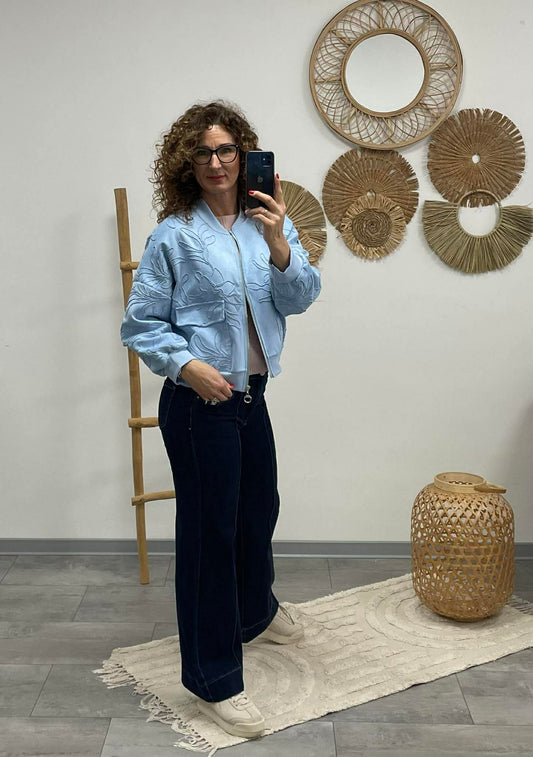 ZSAKLIN - Zsinór hímzett kabát. Baba kék