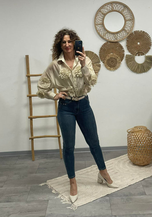 MARGARET - 3D virgs blúz. Bézs