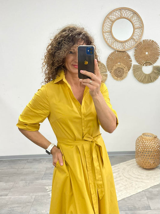 SWEET MISS - Vászon ruha. Sárga