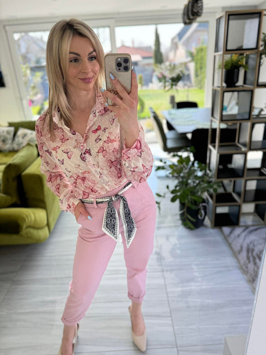 KATA - Laza szíbású vászon nadrág. Rózsaszín