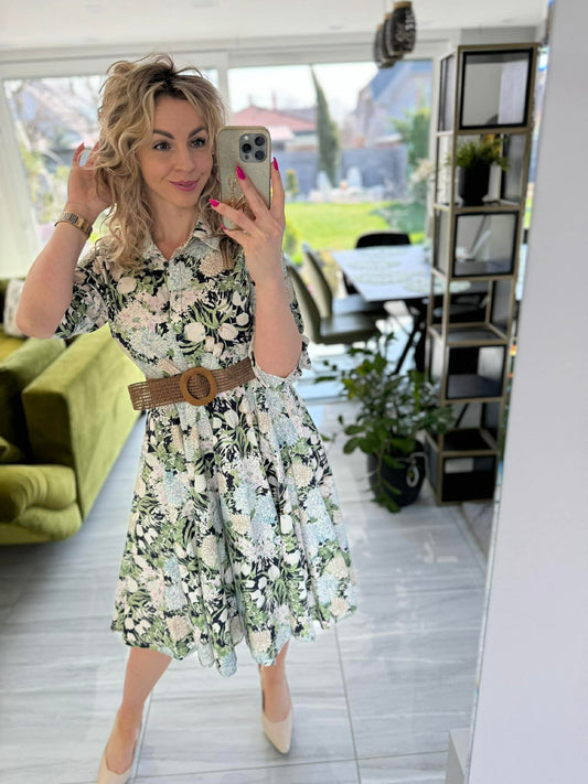 ROYAL - Mintás vászon ruha. Sötétkék