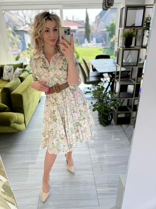 ROYAL - Mintás vászon ruha. Rózsaszín