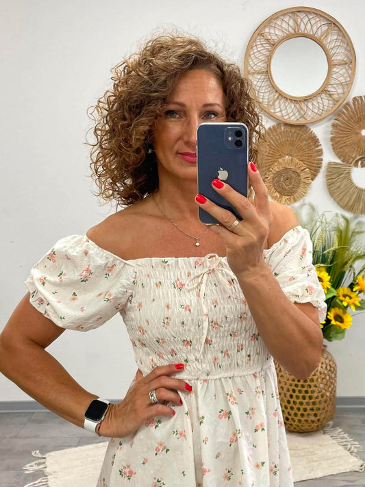 BARB - Apró virágos ruha. Rózsaszín