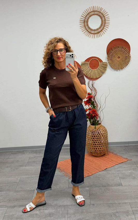 PEGGY - Ballon farmer nadrág. Denimkék
