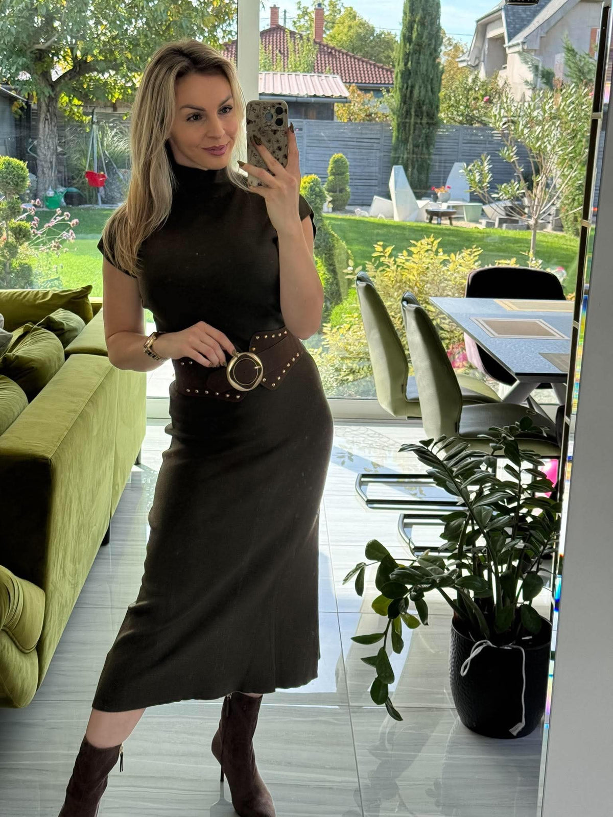 SOFIA Style - Kötött kétrészes. Khakizöld