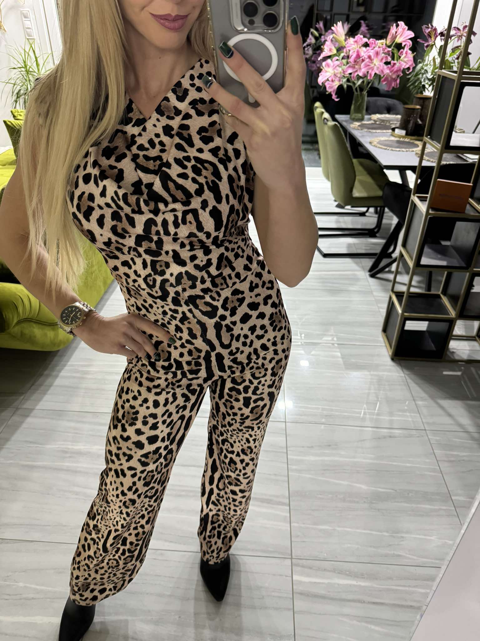 LEOPÁRD - Mintás jumpsuit