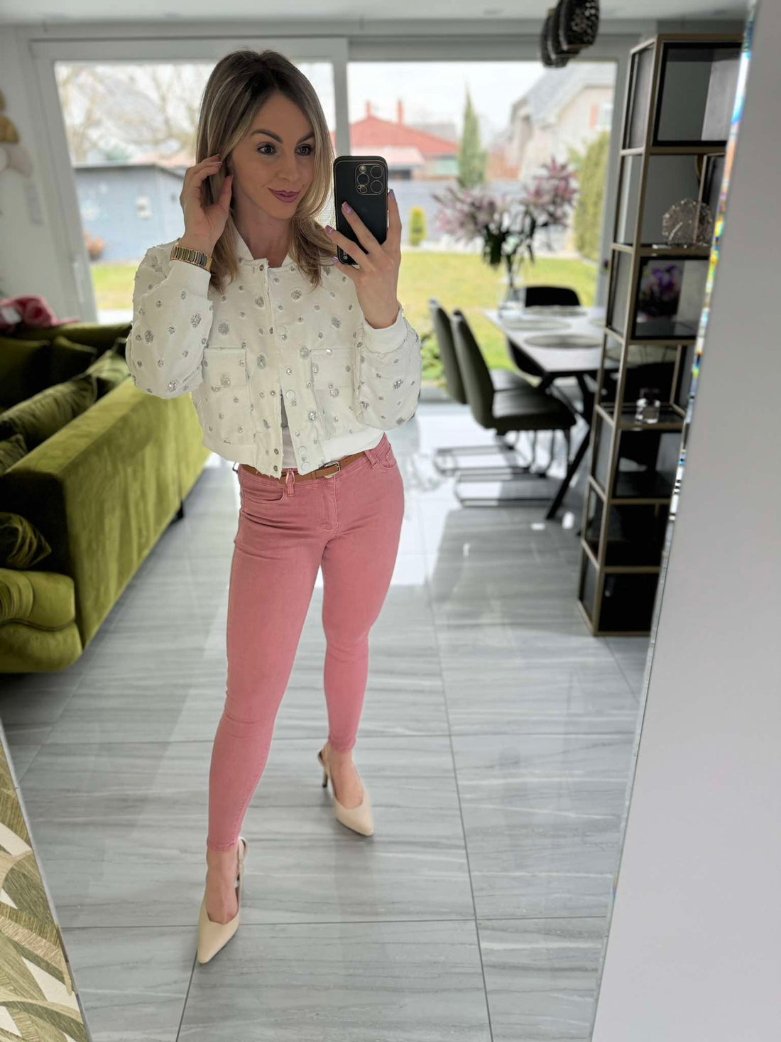 AMY - Ezüst flitteres farmer dzseki