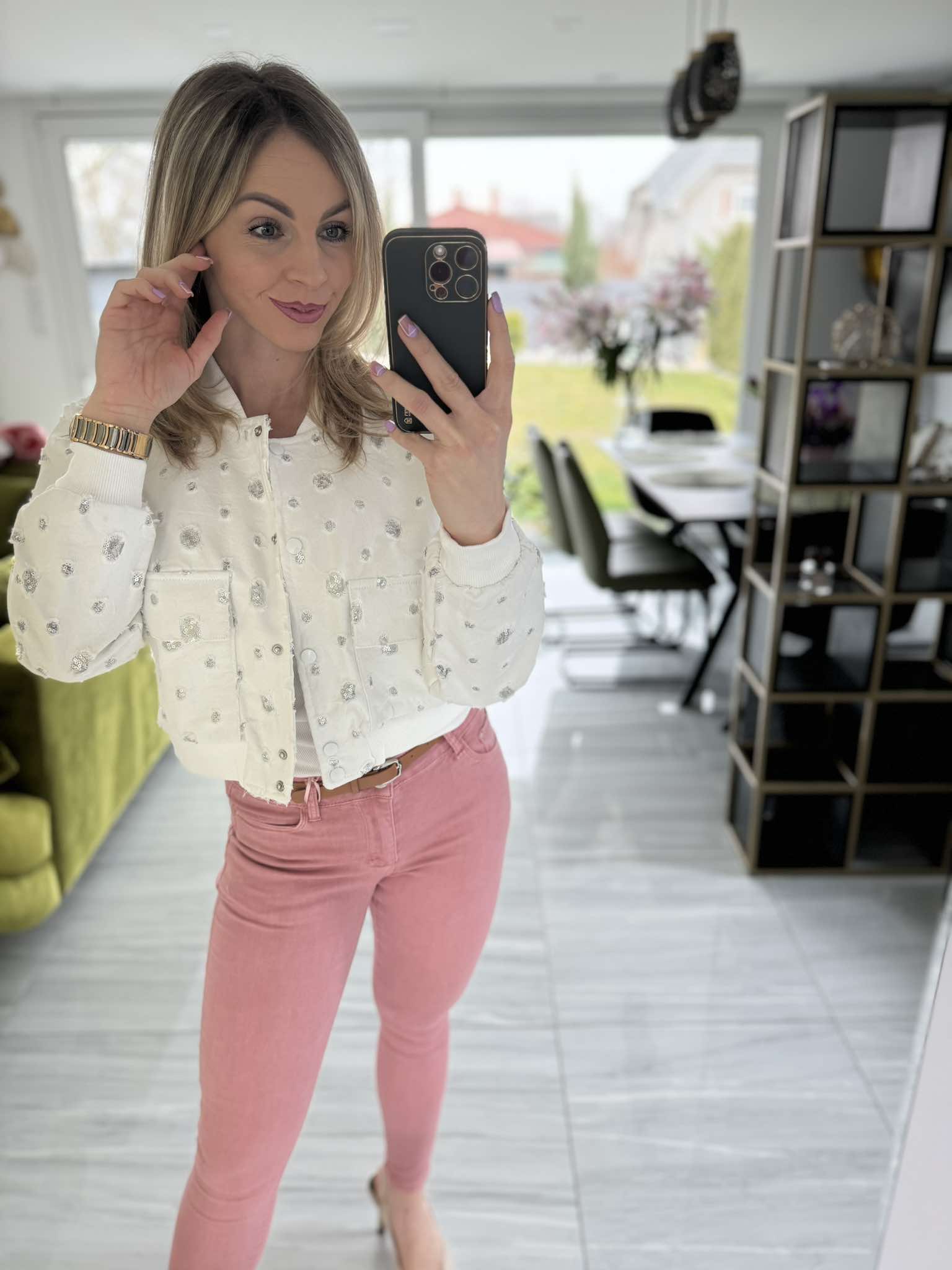 AMY - Ezüst flitteres farmer dzseki