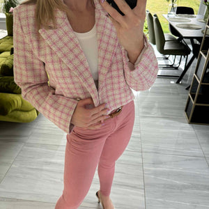 ZÁLI - Buklé boleró arany csillogó szállal. Rózsaszín