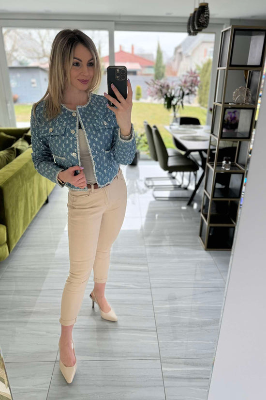 EVI - Különleges ezüst csillogós farmer kabát