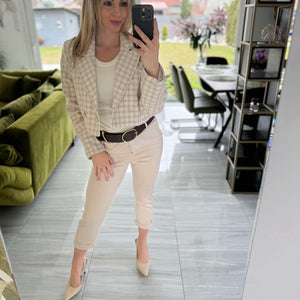 ZÁLI - Buklé boleró arany csillogó szállal. Világos drapp