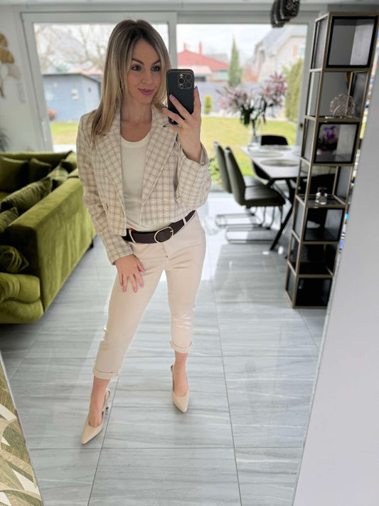 ZÁLI - Buklé boleró arany csillogó szállal. Világos drapp