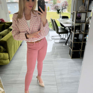 ZÁLI - Buklé boleró arany csillogó szállal. Rózsaszín