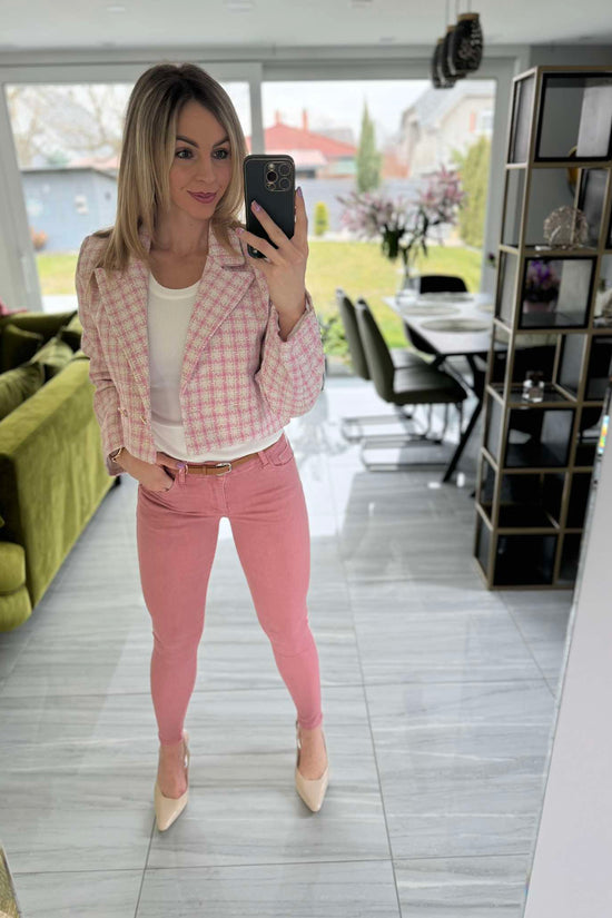 ZÁLI - Buklé boleró arany csillogó szállal. Rózsaszín