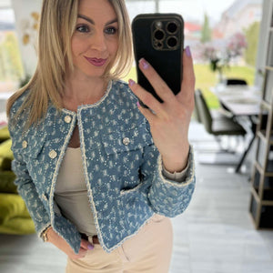 EVI - Különleges ezüst csillogós farmer kabát