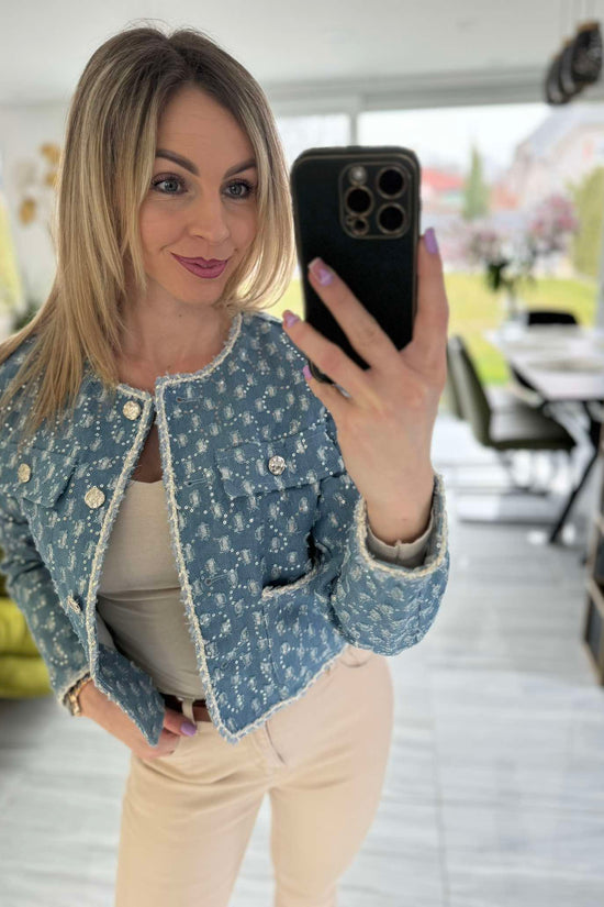 EVI - Különleges ezüst csillogós farmer kabát