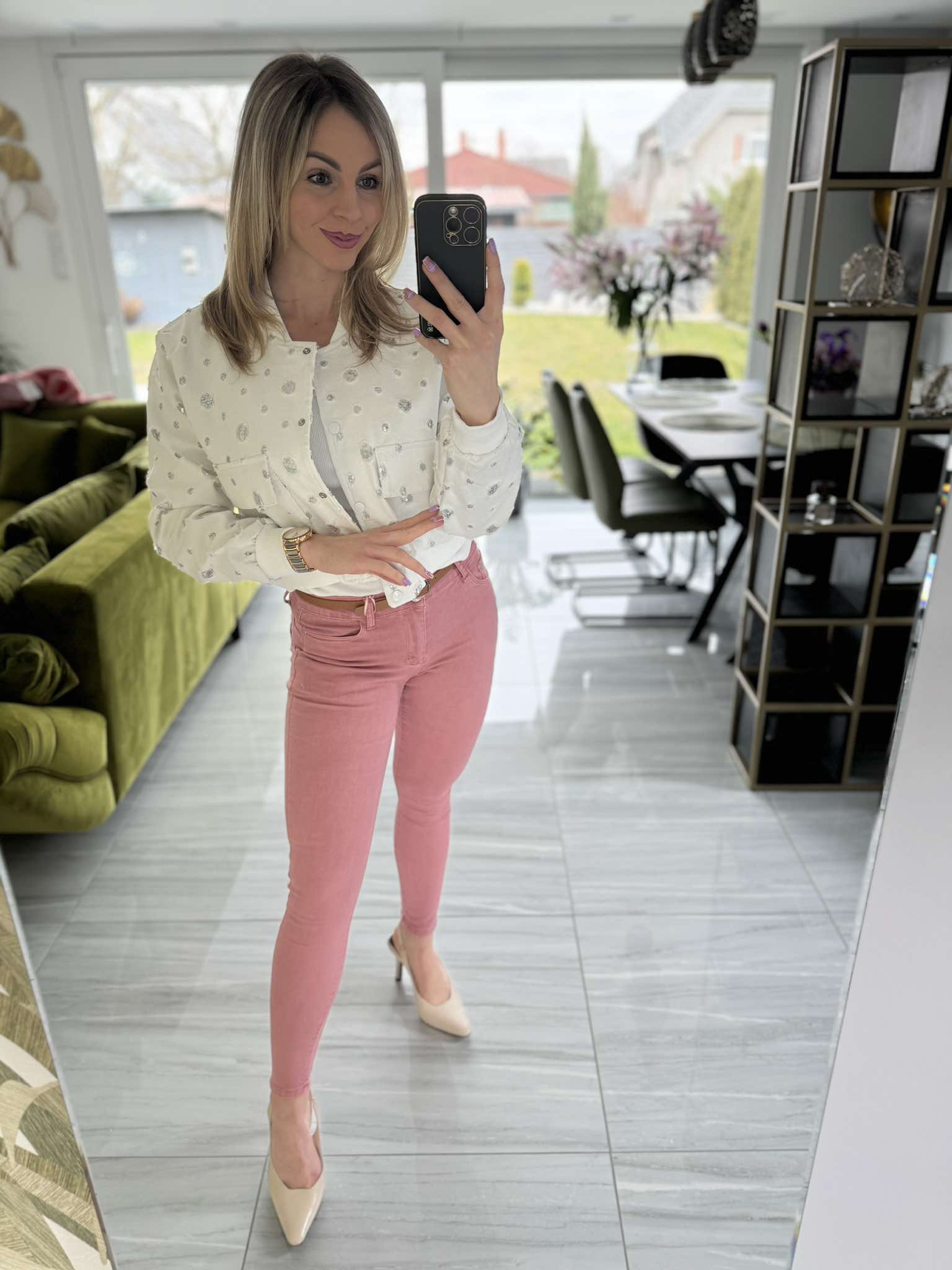 AMY - Ezüst flitteres farmer dzseki