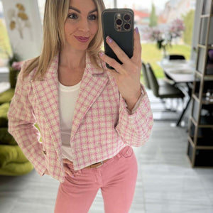 ZÁLI - Buklé boleró arany csillogó szállal. Rózsaszín