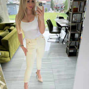 SELIN - Díszgombos boyfriend jeans Krém szín