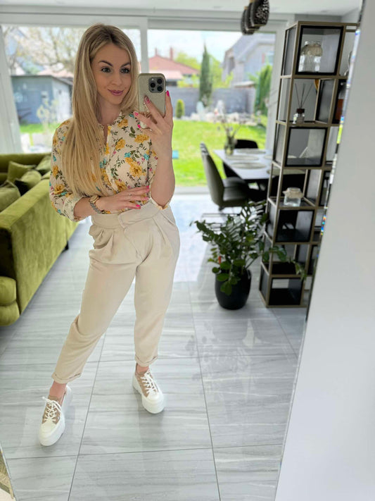 MÉZI - Virág mintás blúz. Sárga szín