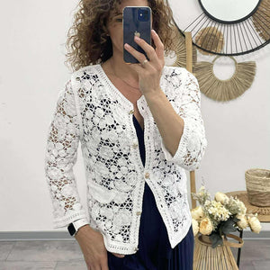 LIZI - Horgolt kardigán. Fehér