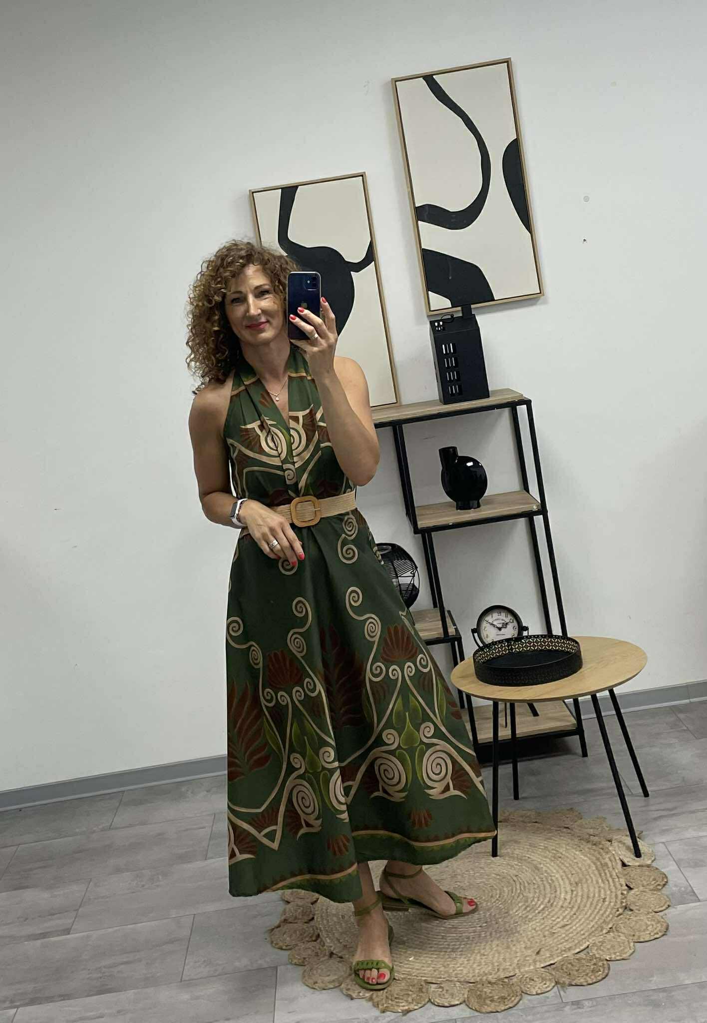 ALOMA - Váll nélküli maxi ruha. Khaki