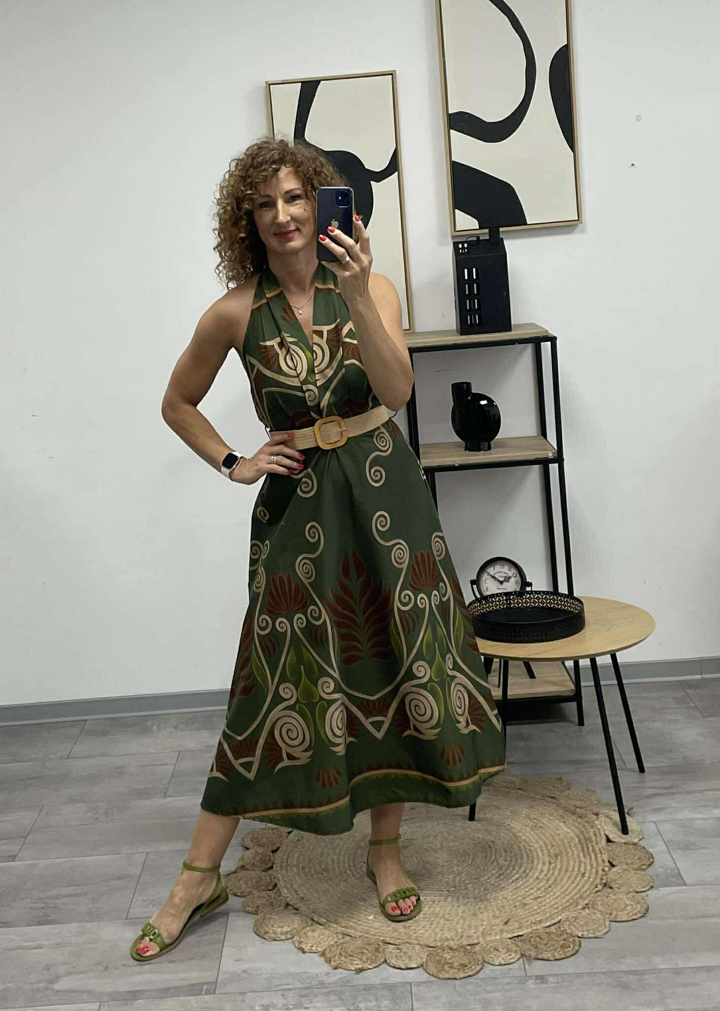 ALOMA - Váll nélküli maxi ruha. Khaki