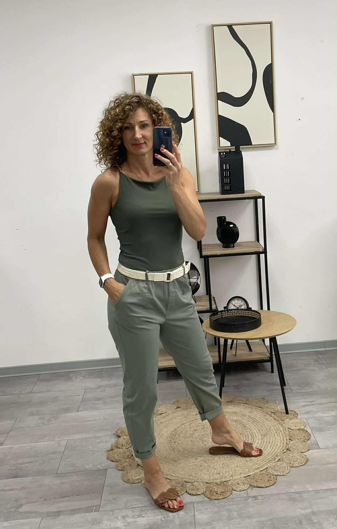 RÉKA - Laza fazonú vászon nadrág. Khaki