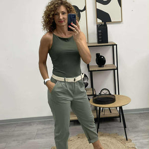 RÉKA - Laza fazonú vászon nadrág. Khaki