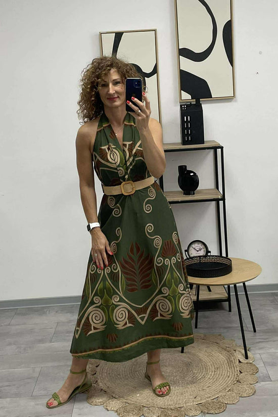 ALOMA - Váll nélküli maxi ruha. Khaki