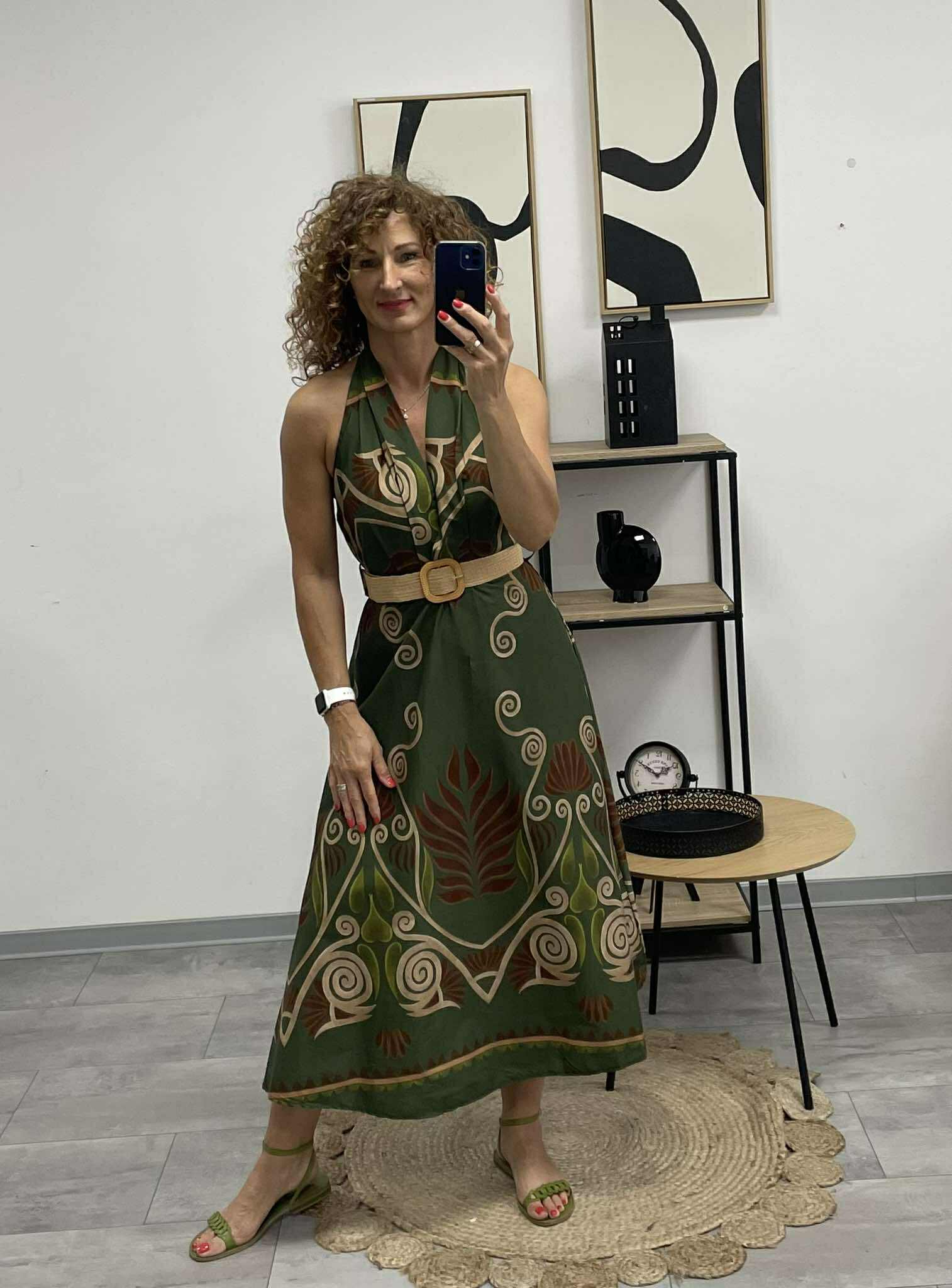 ALOMA - Váll nélküli maxi ruha. Khaki