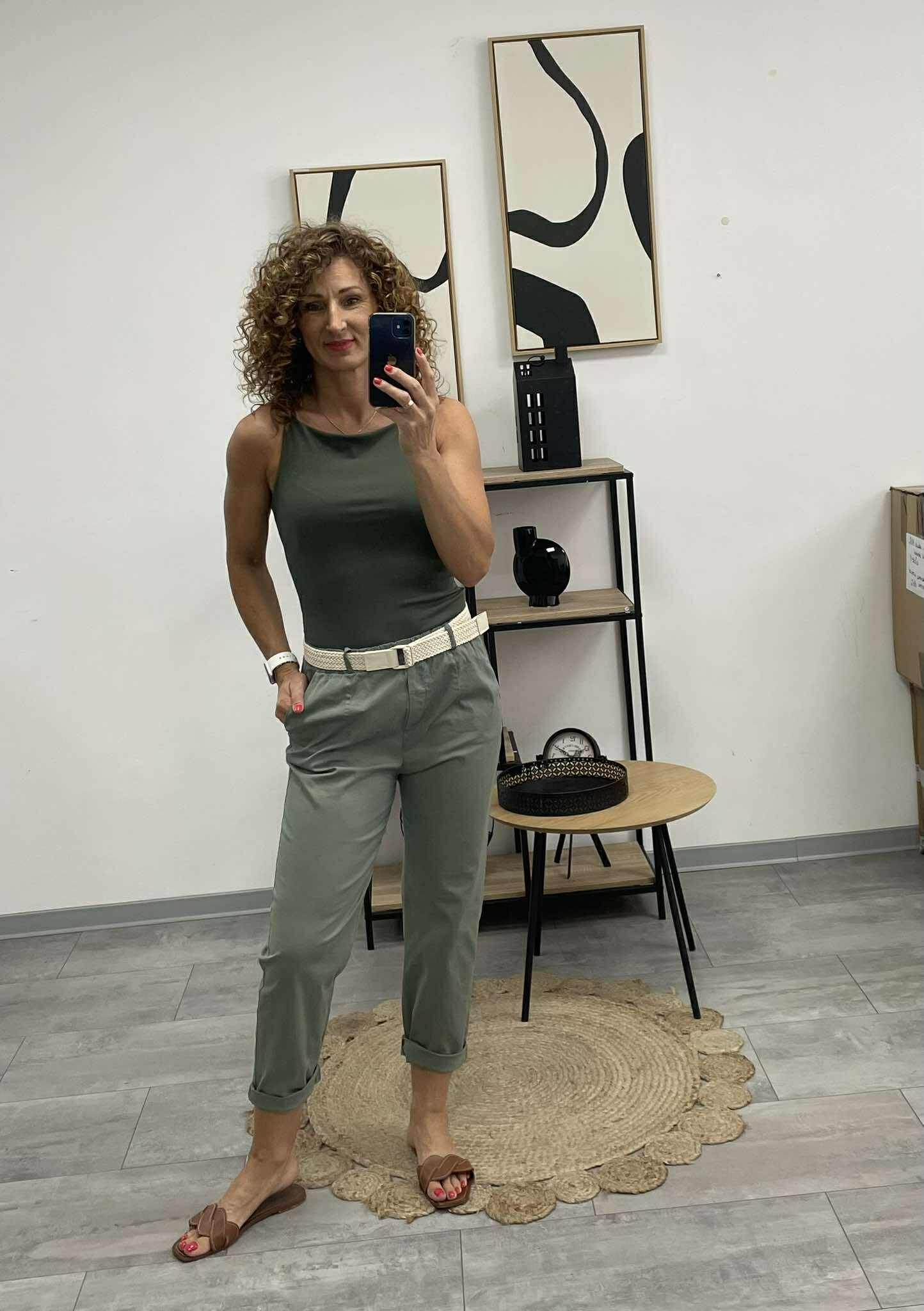 RÉKA - Laza fazonú vászon nadrág. Khaki