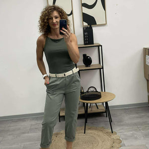 RÉKA - Laza fazonú vászon nadrág. Khaki