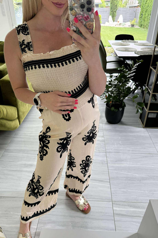 ANUK - Pántos jumpsuit.  Világos bézs