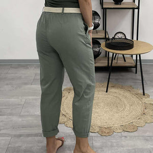 RÉKA - Laza fazonú vászon nadrág. Khaki