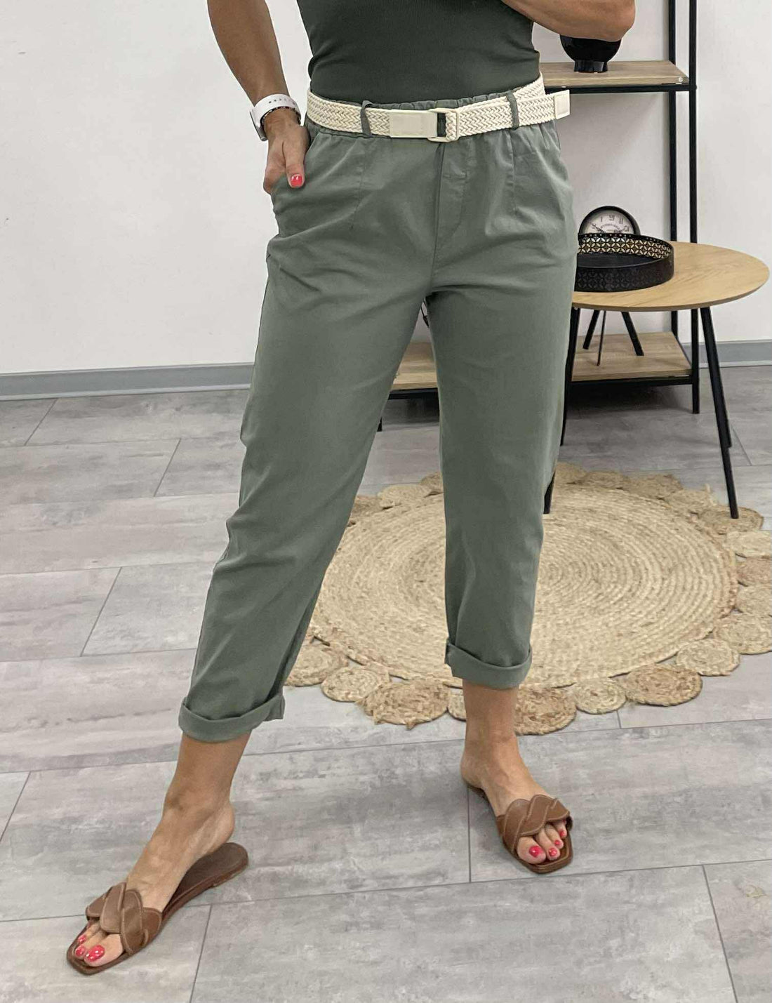 RÉKA - Laza fazonú vászon nadrág. Khaki