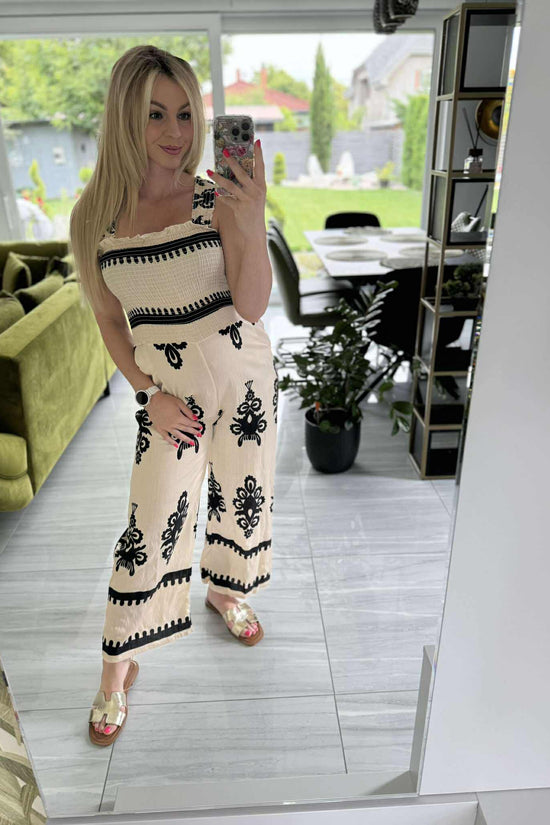 ANUK - Pántos jumpsuit.  Világos bézs