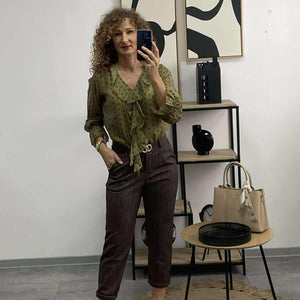 JENNY - Elegáns szövet nadrág. Barna