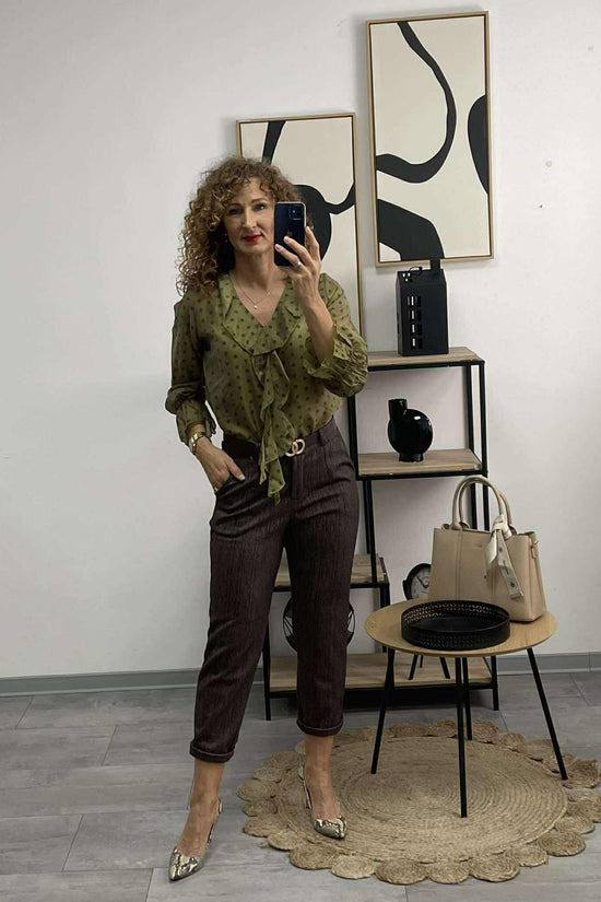 JENNY - Elegáns szövet nadrág. Barna