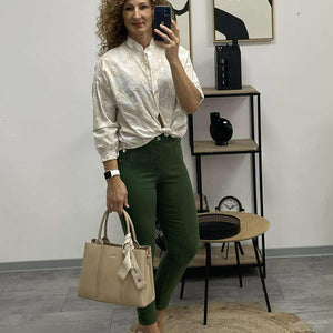 KATA - Aranygombos nadrág. Méregzöld