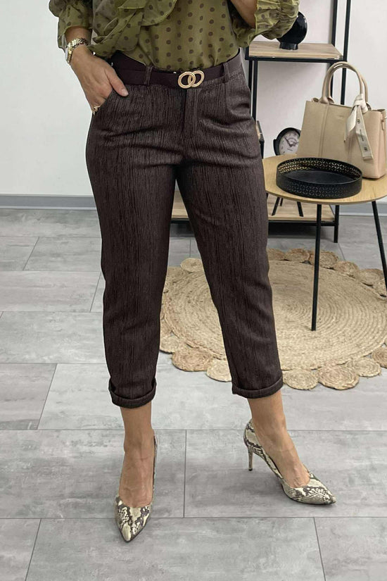 JENNY - Elegáns szövet nadrág. Barna