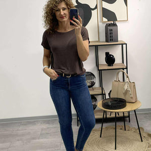 SZIMI - Kötött cérna felső. Sötét barna