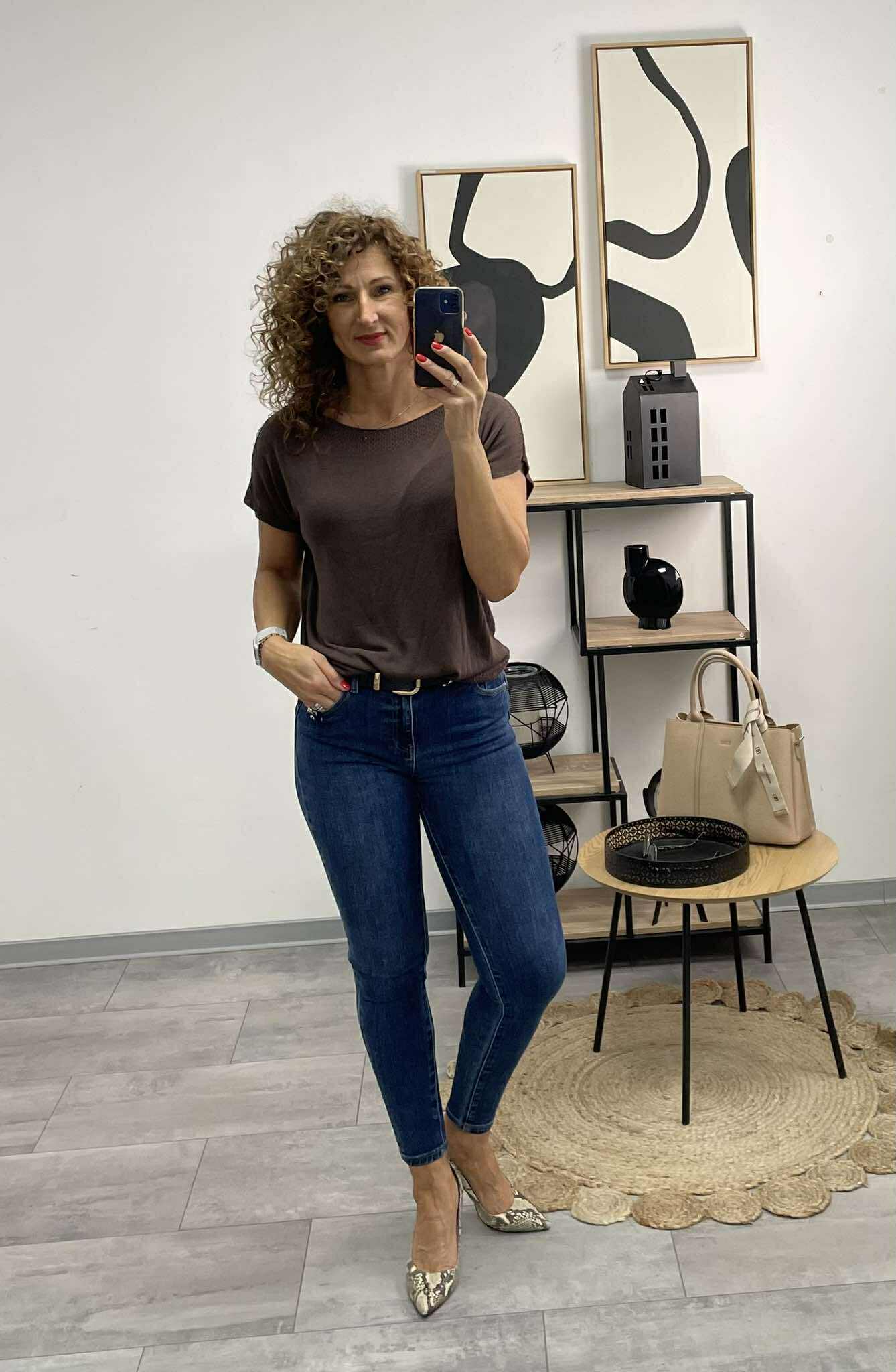 SZIMI - Kötött cérna felső. Sötét barna