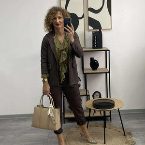 JENNY - Elegáns szövet nadrág. Barna